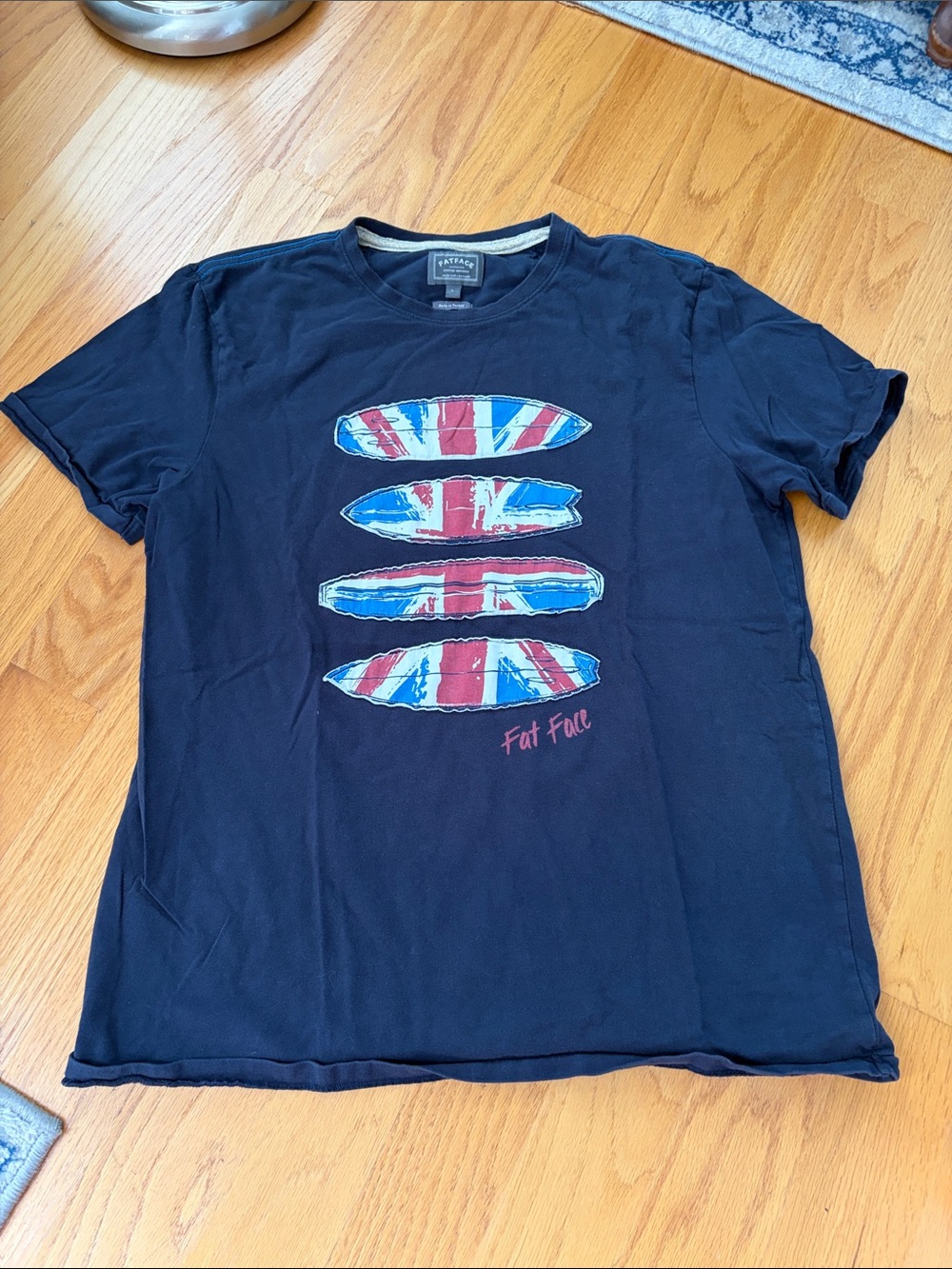 Fat face union Jack surfboard short sleeve navy blue T-shirt size large